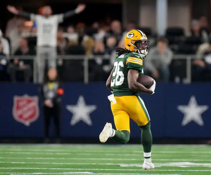 Green Bay Packers safety Darnell Savage (26) returns an interception for a touchdown during the second quarter of the wild card playoff game against the Dallas Cowboys Sunday, January 14, 2024 at AT&T Stadium in Arlington, Texas. Mark Hoffman/Milwaukee Journal Sentinel