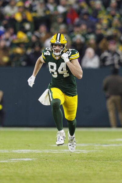 Jan 8, 2023; Green Bay, Wisconsin, USA; Green Bay Packers tight end Tyler Davis (84) during the game against the Detroit Lions at Lambeau Field. Mandatory Credit: Jeff Hanisch-USA TODAY Sports