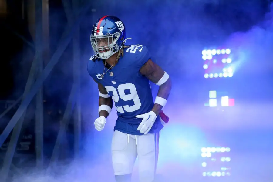 Dec 31, 2023; East Rutherford, New Jersey, USA; New York Giants safety Xavier McKinney (29) is introduced before a game against the Los Angeles Rams at MetLife Stadium. Mandatory Credit: Brad Penner-USA TODAY Sports (Green Bay Packers)