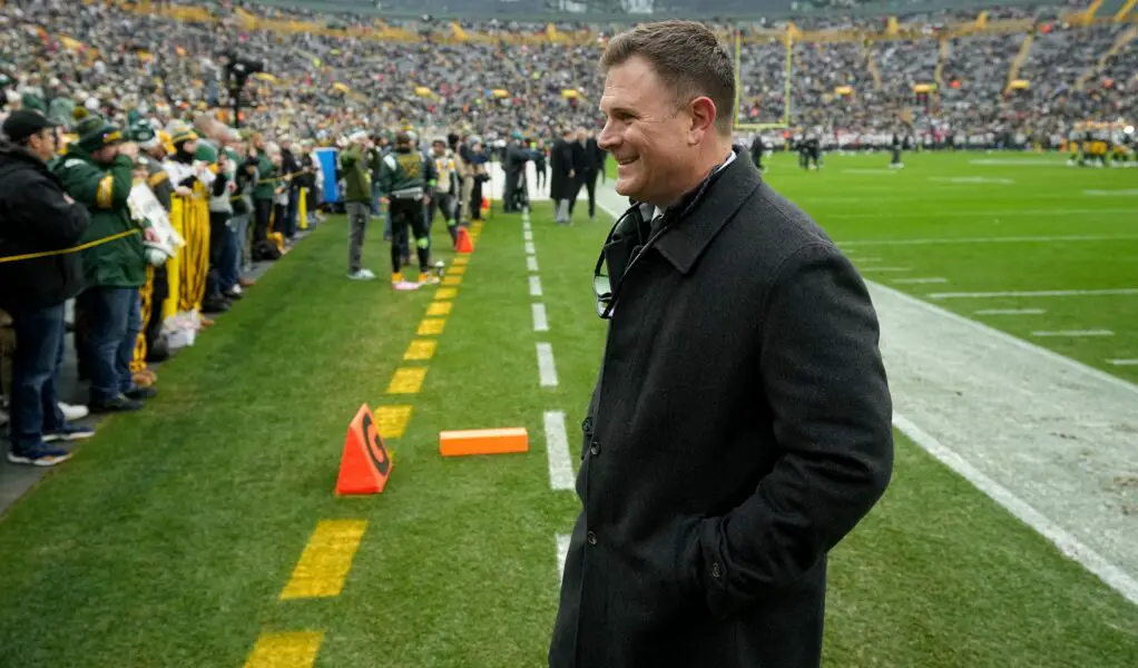 Green Bay general manager Brian Gutekuns is shown before their game against the Tampa Bay Buccaneers Sunday, December 17, 2023 at Lambeau Field in Green Bay, Wisconsin. © Mark Hoffman/Milwaukee Journal Sentinel / USA TODAY NETWORK