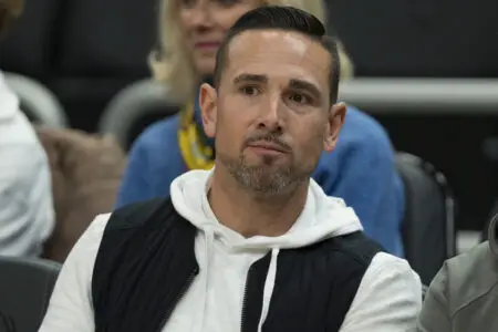 Mar 6, 2024; Milwaukee, Wisconsin, USA; Green Bay Packers head coach Matt LaFleur looks on during warmups prior to the game between the Connecticut Huskies and Marquette Golden Eagles at Fiserv Forum. Mandatory Credit: Jeff Hanisch-USA TODAY Sports