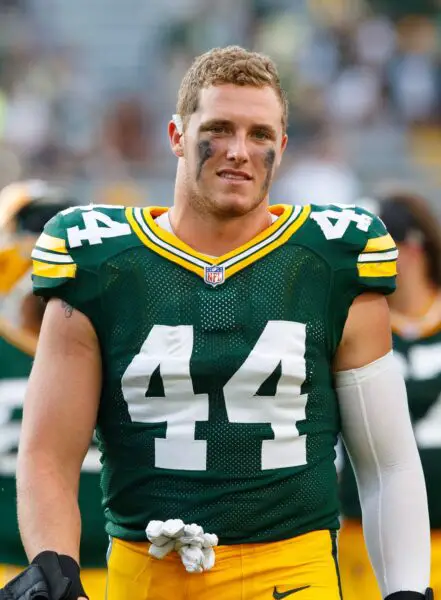 Aug 21, 2021; Green Bay, Wisconsin, USA; Green Bay Packers linebacker Ty Summers (44) following the game against the New York Jets at Lambeau Field. Mandatory Credit: Jeff Hanisch-USA TODAY Sports