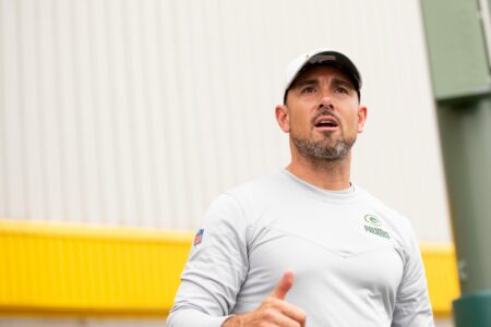 Green Bay Packers head coach Matt LaFleur walks to the field during training camp on Monday, Aug. 1, 2022, at Ray Nitschke Field in Ashwaubenon, Wisconsin. Samantha Madar/USA TODAY NETWORK-Wis. Gpg Training Camp 08012022 0015