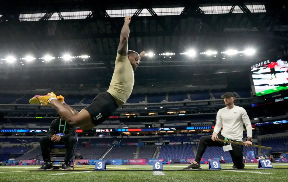 Mar 2, 2024; Indianapolis, IN, USA; Southern California running back Marshawn Lloyd (RB18) during the 2024 NFL Combine at Lucas Oil Stadium. Mandatory Credit: Kirby Lee-USA TODAY Sports (Green Bay Packers)