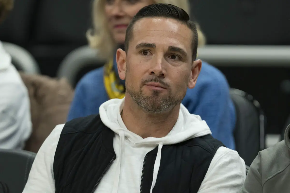 Mar 6, 2024; Milwaukee, Wisconsin, USA; Green Bay Packers head coach Matt LaFleur looks on during warmups prior to the game between the Connecticut Huskies and Marquette Golden Eagles at Fiserv Forum. Mandatory Credit: Jeff Hanisch-USA TODAY Sports