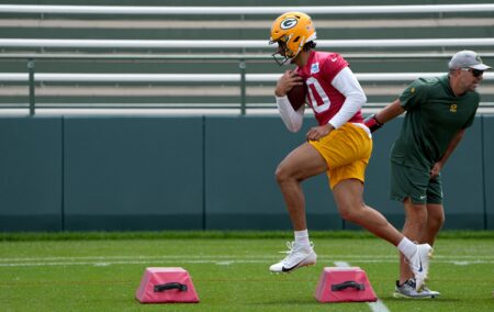 Green Bay Packers quarterback Jordan Love (10) is shown during the team’s mini camp Tuesday, June 11, 2024 in Green Bay, Wisconsin. © Mark Hoffman/Milwaukee Journal Sentinel / USA TODAY NETWORK