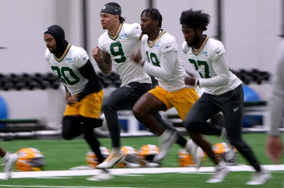 Green Bay Packers wide receiver Christian Watson (9) is shown during the team’s mini camp Tuesday, June 11, 2024 in Green Bay, Wisconsin. © Mark Hoffman/Milwaukee Journal Sentinel / USA TODAY NETWORK