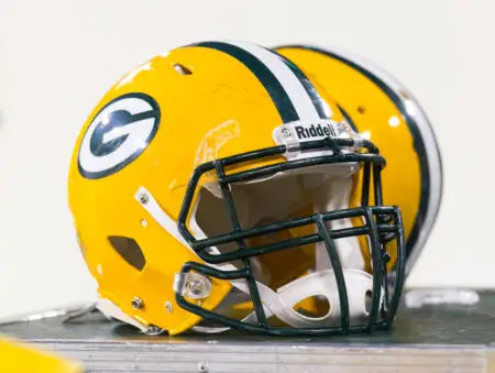 Nov 4, 2013; Green Bay, WI, USA; A Green Bay Packers helmet during the game against the Chicago Bears at Lambeau Field. Chicago won 27-20. Mandatory Credit: Jeff Hanisch-USA TODAY Sports