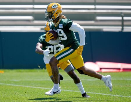 Green Bay Packers safety Xavier McKinney (29) is shown during organized team activities Wednesday, May 29, 2024 in Green Bay, Wisconsin. © Mark Hoffman/Milwaukee Journal Sentinel / USA TODAY NETWORK