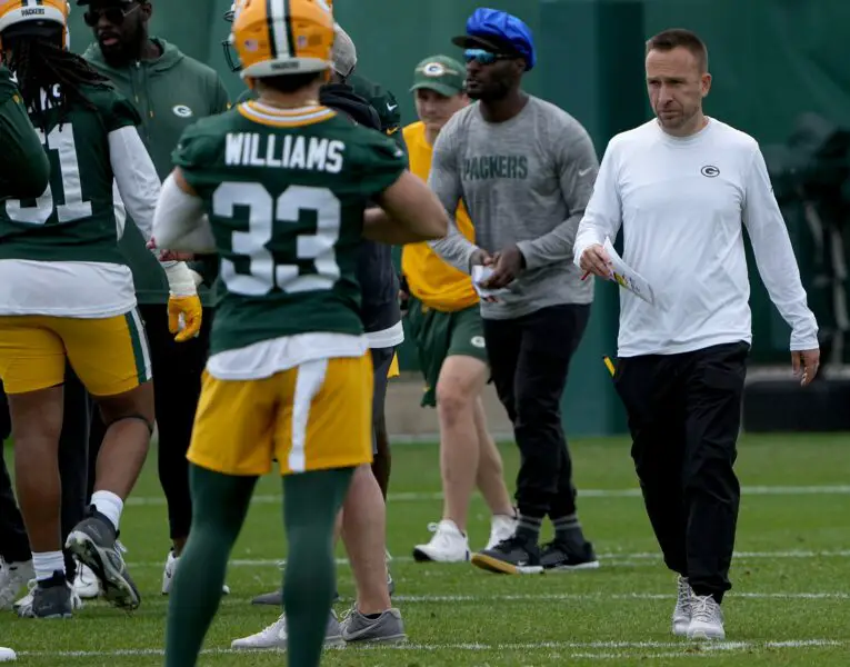 Green Bay Packers defensive coordinator Jeff Hafley is shown during the team’s mini camp Tuesday, June 11, 2024 in Green Bay, Wisconsin. © Mark Hoffman/Milwaukee Journal Sentinel / USA TODAY NETWORK