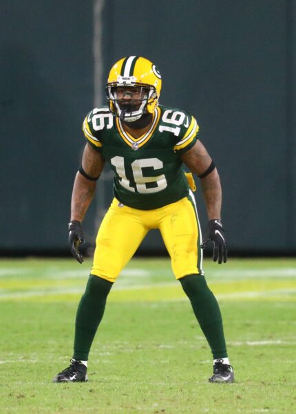 Jan 16, 2021; Green Bay, Wisconsin, USA; Green Bay Packers wide receiver Tavon Austin (16) against the Los Angeles Rams during the NFC Divisional Round at Lambeau Field. Mandatory Credit: Mark J. Rebilas-USA TODAY Sports