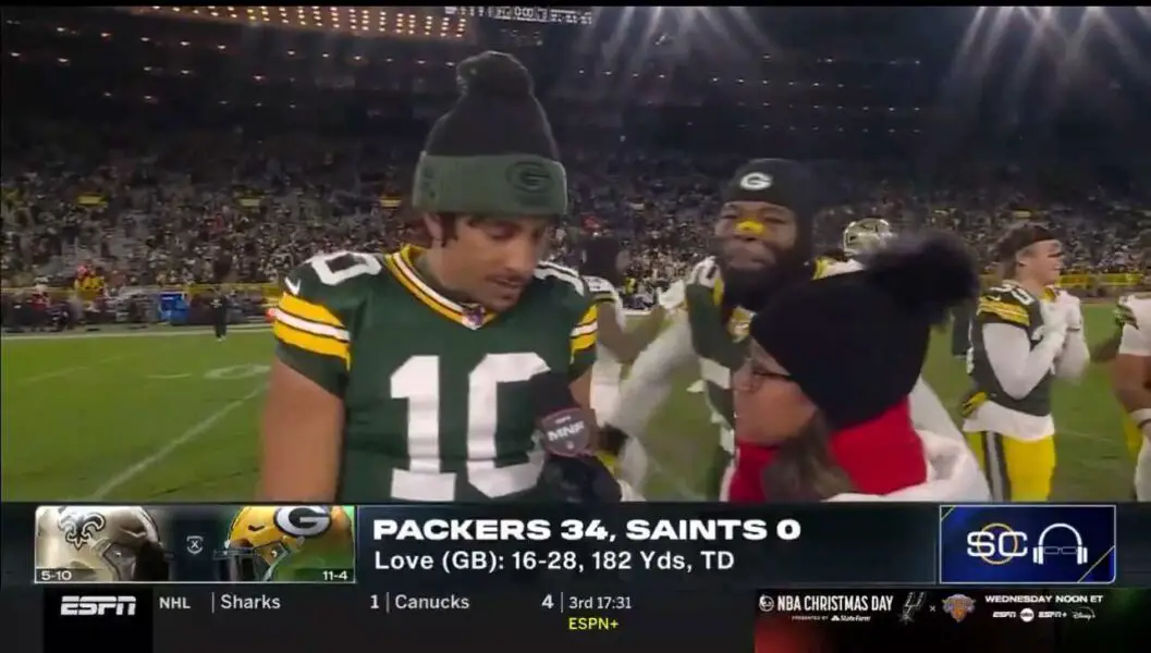 Jordan Love's post game interview following Green Bay Packers' victory over the New Orleans Saints - Via ESPN