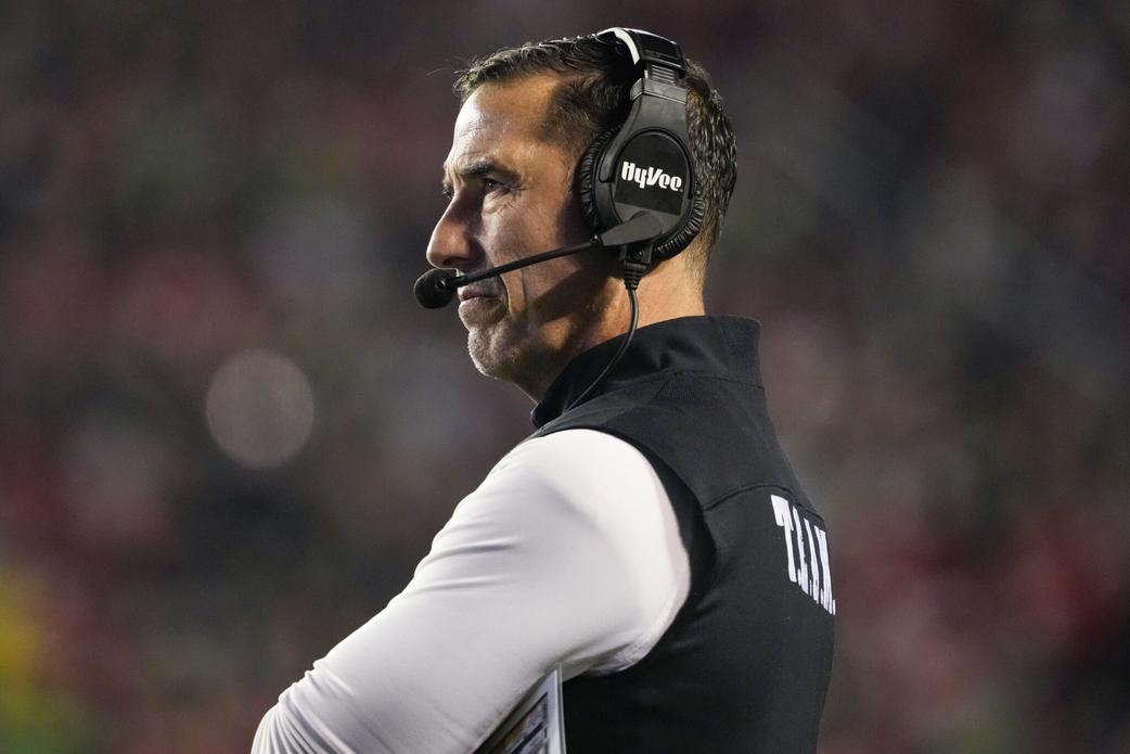 Nov 16, 2024; Madison, Wisconsin, USA; Wisconsin Badgers head coach Luke Fickell during the game against the Oregon Ducks at Camp Randall Stadium. Mandatory Credit: Jeff Hanisch-Imagn Images