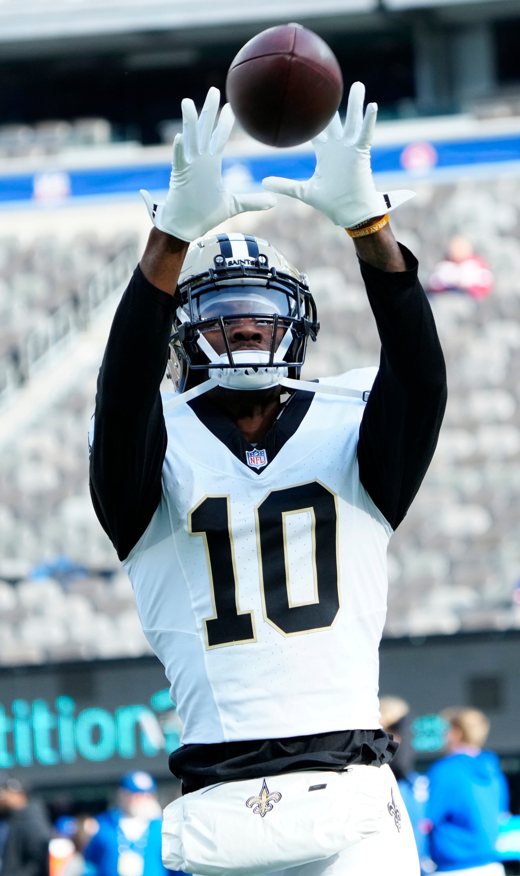 New Orleans Saints wide receiver Marquez Valdes-Scantling (10) is shown before the game, Sunday, December 8, 2024, in East Rutherford. © Kevin R. Wexler-NorthJersey.com / USA TODAY NETWORK via Imagn Images Packers