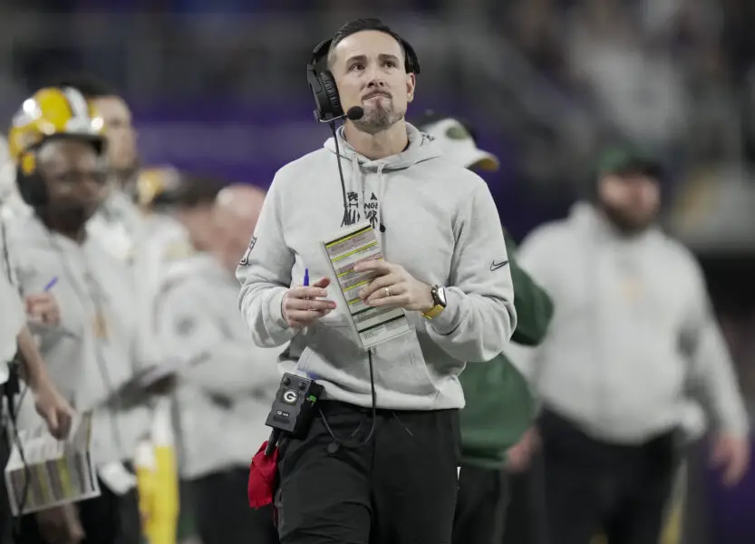 Green Bay Packers coach Matt LaFleur vs Minnesota Vikings