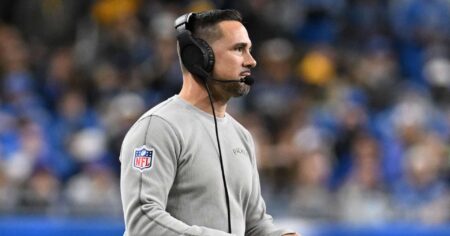 Dec 5, 2024; Detroit, Michigan, USA; Green Bay Packers head coach Matt LaFleur on the sidelines against the Detroit Lions in the fourth quarter at Ford Field. Mandatory Credit: Lon Horwedel-Imagn Images