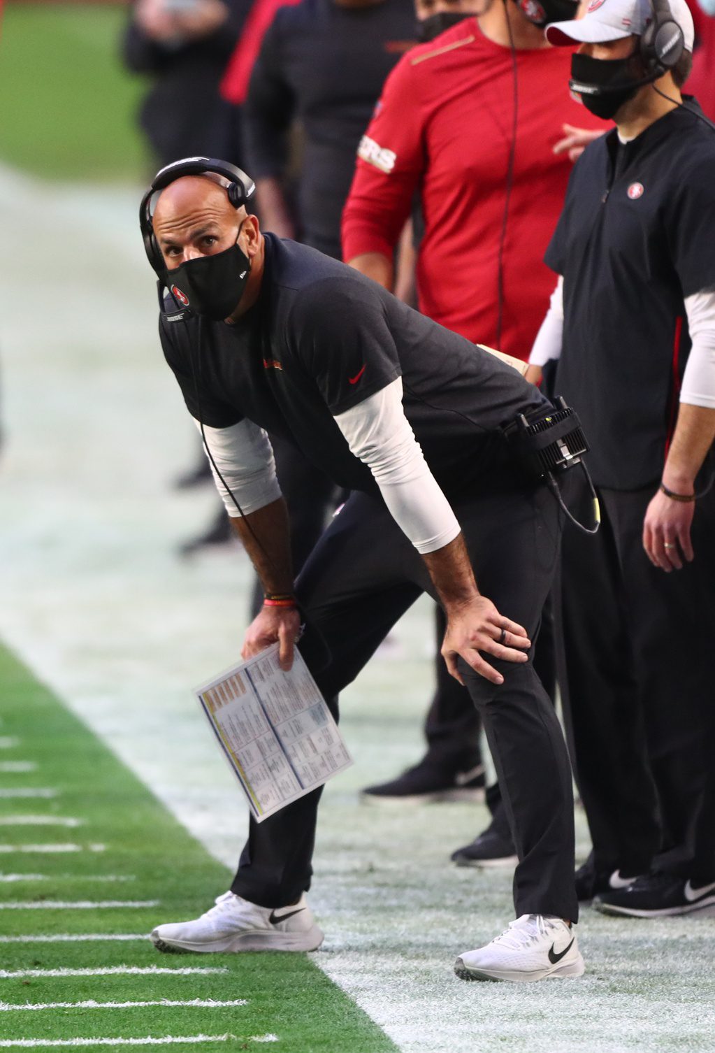 Packers Fans React To Coach Interviewing For 49ers Position (Report) 4 Jan 3, 2021; Glendale, Arizona, USA; San Francisco 49ers defensive coordinator Robert Saleh against the Seattle Seahawks at State Farm Stadium. Mandatory Credit: Mark J. Rebilas