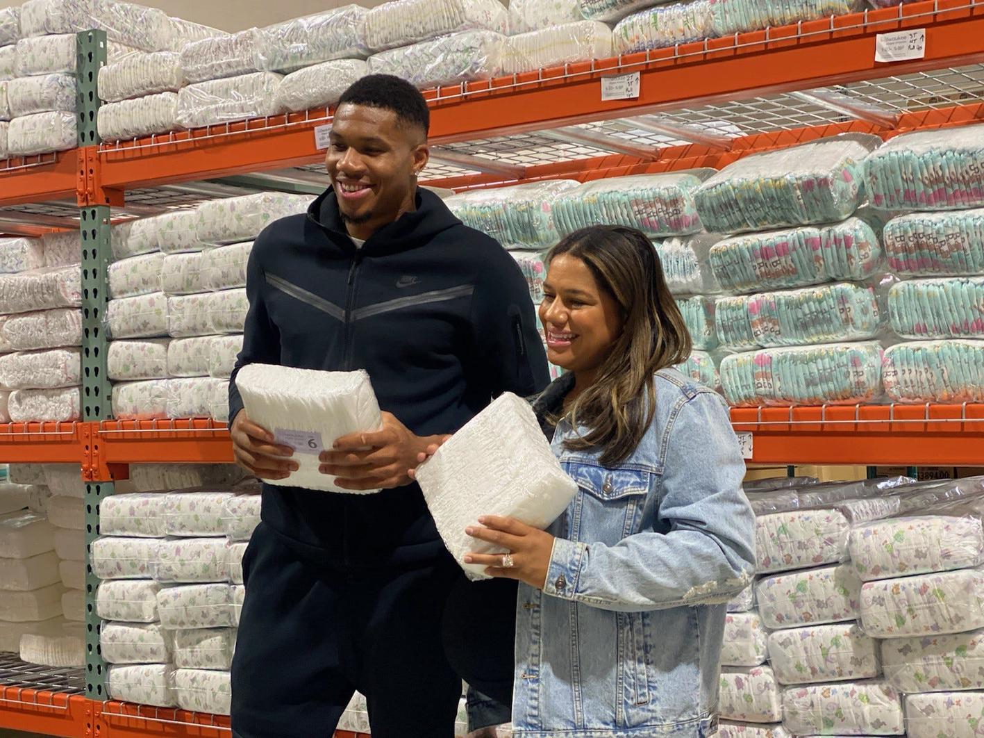 Giannis Antetokounmpo and wife Mariah