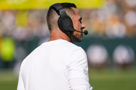 Sep 29, 2024; Green Bay, Wisconsin, USA; Green Bay Packers head coach Matt LaFleur during the game against the Minnesota Vikings at Lambeau Field. Mandatory Credit: Jeff Hanisch-Imagn Images