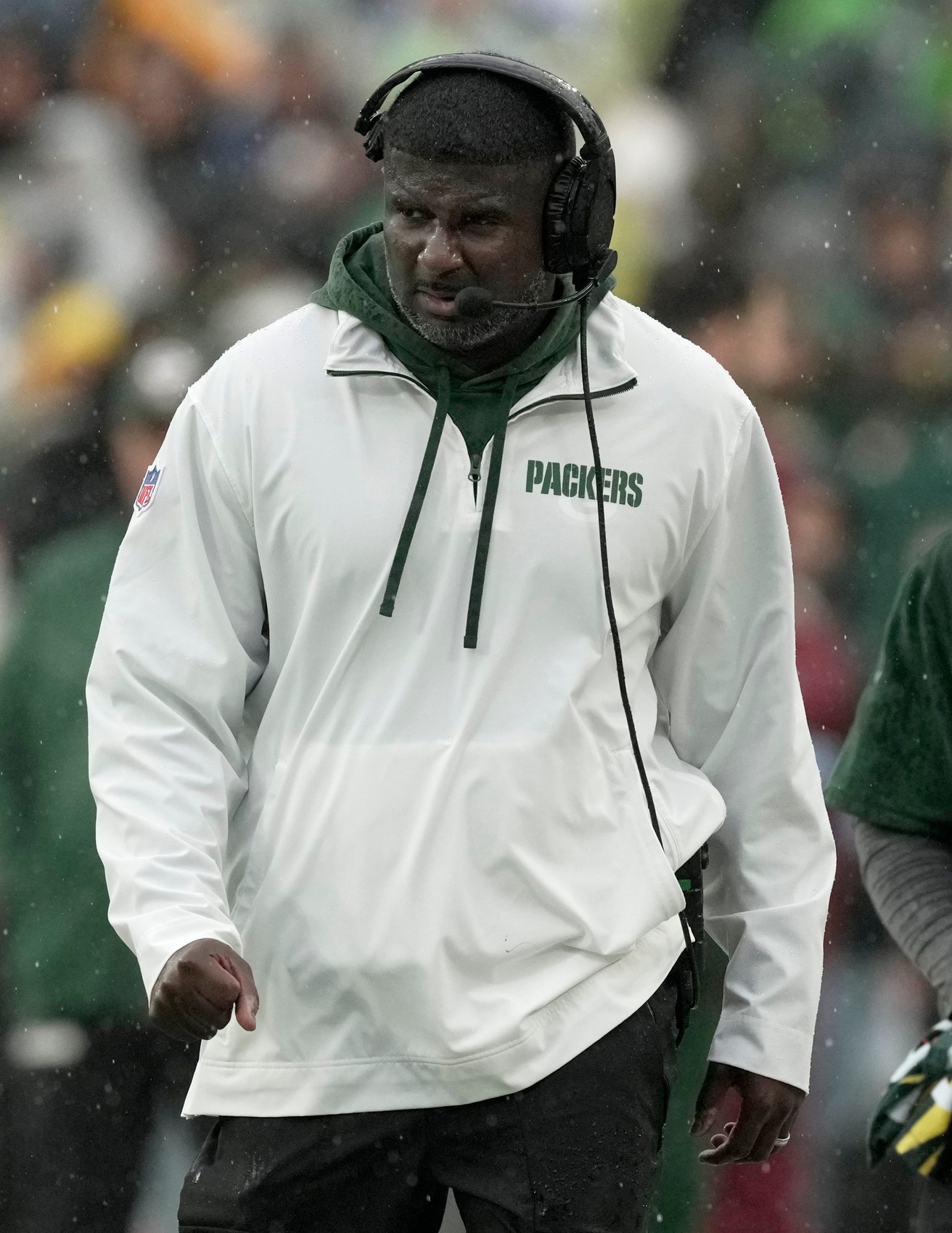 Green Bay Packers passing game coordinator (defense) Derrick Ansley is shown during the second quarter of their game against the Arizona Cardinals Sunday, October 13, 2024 at Lambeau Field in Green Bay, Wisconsin. © Mark Hoffman/Milwaukee Journal Sentinel / USA TODAY NETWORK via Imagn Images