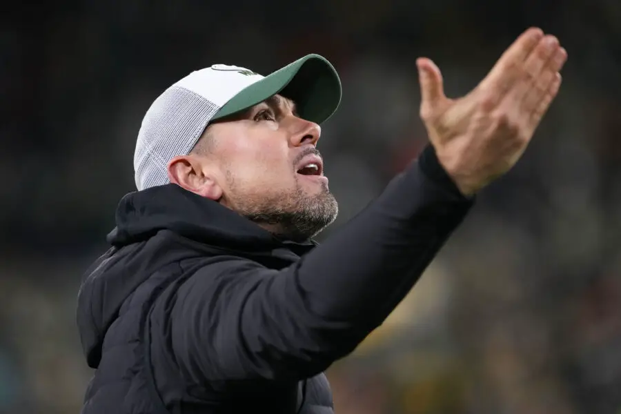 Nov 28, 2024; Green Bay, Wisconsin, USA; Green Bay Packers head coach Matt LaFleur during the game against the Miami Dolphins at Lambeau Field. Mandatory Credit: Jeff Hanisch-Imagn Images