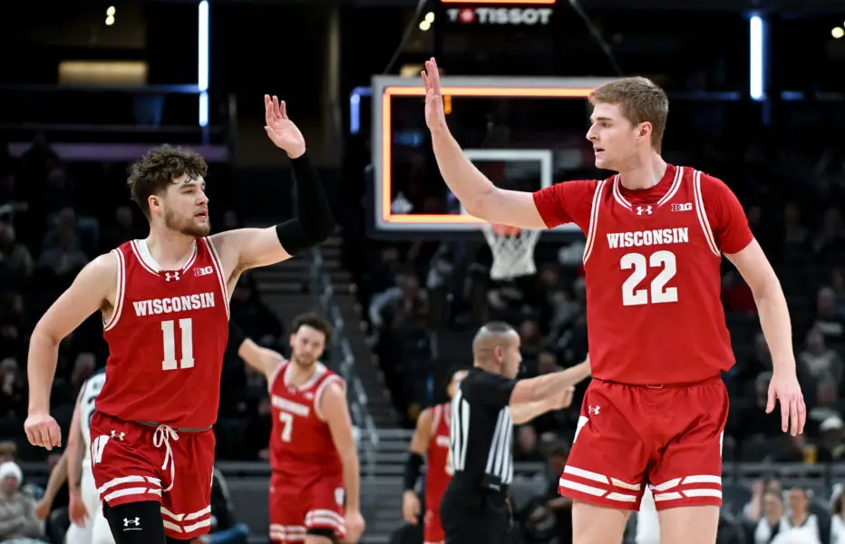 Wisconsin Badgers' Max Klesmit and Steven Crowl