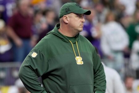 Green Bay Packers offensive coordinator Adam Stenavich is shown before their game Sunday, December 29, 2024 at U.S. Bank Stadium in Minneapolis, Minnesota. The Minnesota Vikings beat the Green Bay Packers 27-25. © Mark Hoffman/Milwaukee Journal Sentinel / USA TODAY NETWORK via Imagn Images