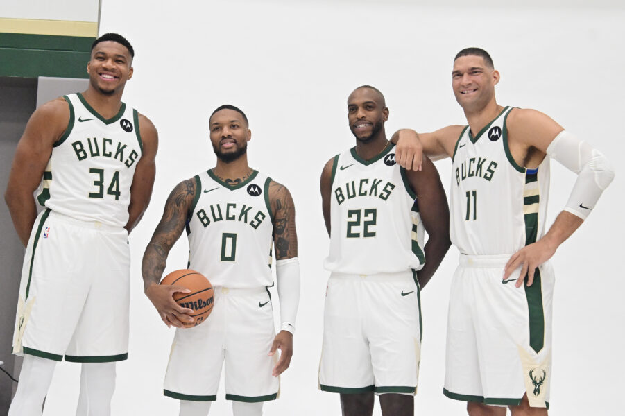 Khris Middleton, Giannis Antetokounmpo, Damian Lillard