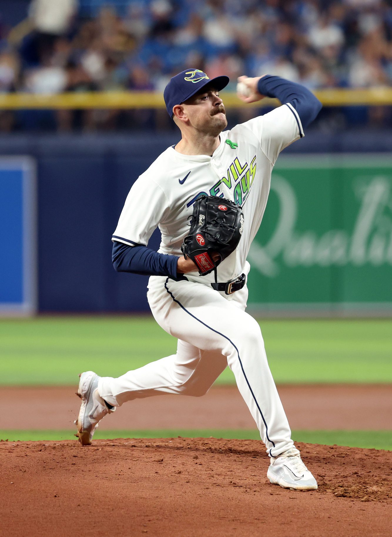 May 24, 2024; St. Petersburg, Florida, USA; Tampa Bay Rays pitcher Tyler Alexander (14) throws a pitch against the Kansas City Royals during the third inning at Tropicana Field. Mandatory Credit: Kim Klement Neitzel-Imagn Images