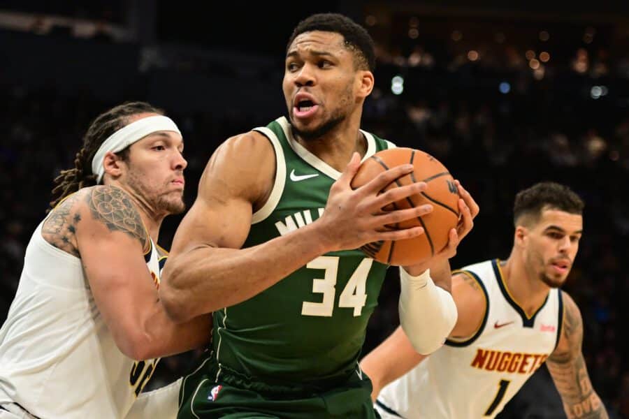 Giannis Antetokounmpo, Stephen Curry Team Up in 2025? It's Happening as Both NBA Stars Are Now Investors in Unrivaled Basketball League 3 Milwaukee Bucks forward Giannis Antetokounmpo (34) looks for a shot against Denver Nuggets forward Aaron Gordon (32)