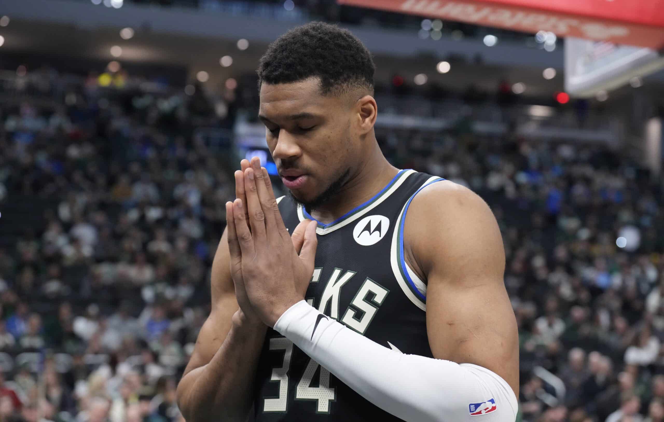 Breaking: Bucks' Doc Rivers Makes Massive Giannis Antetokounmpo Announcement 2 Mar 9, 2025; Milwaukee, Wisconsin, USA; Milwaukee Bucks forward Giannis Antetokounmpo (34) pregame against Cleveland Cavaliers at Fiserv Forum. Mandatory Credit: Michael McLoone-Imagn Images