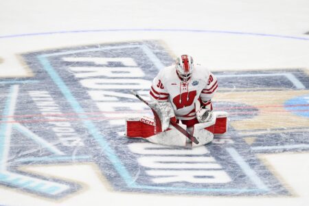 BREAKING: The Wisconsin Badgers Are 2025 National Champions Wisconsin Badgers goaltender Ava McNaughton stretches at center ice before playing against the Minnesota Gophers in an NCAA women's hockey Frozen Four semifinal Friday, March 21, 2025, at Ridder Arena in Minneapolis, Minnesota. © Dave Kallmann / Milwaukee Journal Sentinel / USA TODAY NETWORK via Imagn Images