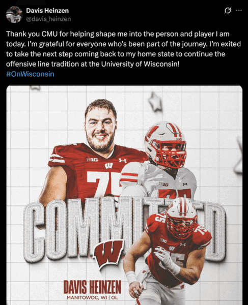 Wisconsin Badgers’ New OL Davis Heinzen Says He Accepted the Offer Without Hesitation Despite Offer from Power 4 Schools Screenshot 2025 04 29 at 10.57.56