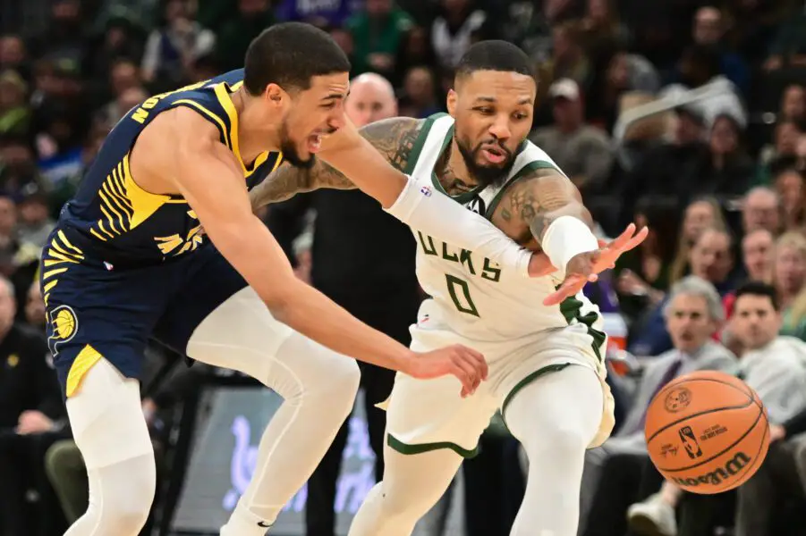 Bucks News: Tyrese Haliburton on Jawing With Damian Lillard in Intense Game 2 - 'You're Going to Continue to See That' 3 USATSI 22100098