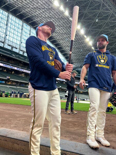 Brewers put torpedo bat to unconventional use Milwaukee Brewers, Torpedo Bat, Oliver Dunn