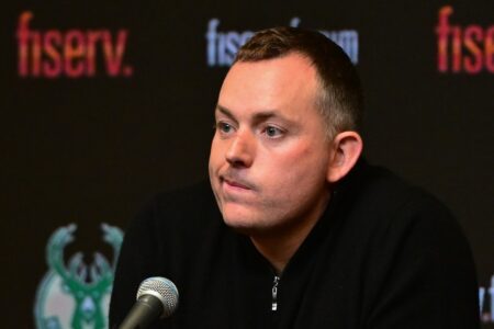Analyst places Bucks Jon Horst among the worst NBA GMs Jan 24, 2024; Milwaukee, Wisconsin, USA; Milwaukee Bucks general manager Jon Horst address the media after head coach Adrian Griffin (not pictured) was dismissed at Fiserv Forum. Mandatory Credit: Benny Sieu-Imagn Images