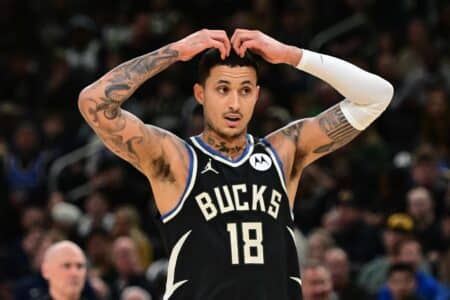 “My boy had 2 points tonight”: Kyle Kuzma’s -37 night fuels Bucks fan trolling Apr 27, 2025; Milwaukee, Wisconsin, USA; Milwaukee Bucks forward Kyle Kuzma (18) reacts in the third quarter against the Indiana Pacers during game four of first round for the 2024 NBA Playoffs at Fiserv Forum. Mandatory Credit: Benny Sieu-Imagn Images