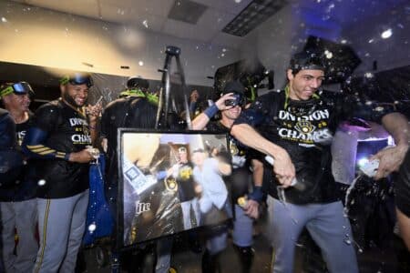 Brewers get musical salute as local musician drops Fear the Beer Album Sep 21, 2025; St. Louis, Missouri, USA; Milwaukee Brewers left fielder Christian Yelich (22) celebrates with teammates after the Brewers clinched the 2025 National League Central Division Championship following a game against the St. Louis Cardinals at Busch Stadium. Mandatory Credit: Jeff Curry-Imagn Images