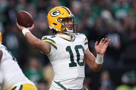 Jordan Love embraces killer edge as Packers chase glory Jan 12, 2025; Philadelphia, Pennsylvania, USA; Green Bay Packers quarterback Jordan Love (10) drops back to pass against the Philadelphia Eagles during the first quarter in the NFC wild card game at Lincoln Financial Field. Mandatory Credit: Bill Streicher-Imagn Images
