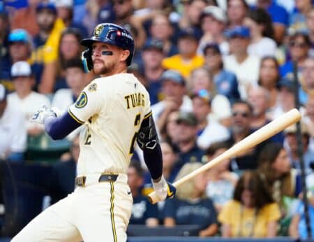 Brewers’ Brice Turang shouldn’t have to explain HBP-that-wasn’t in last at-bat of Game 1 loss Milwaukee Brewers, Brice Turang, los Angeles Dodgers