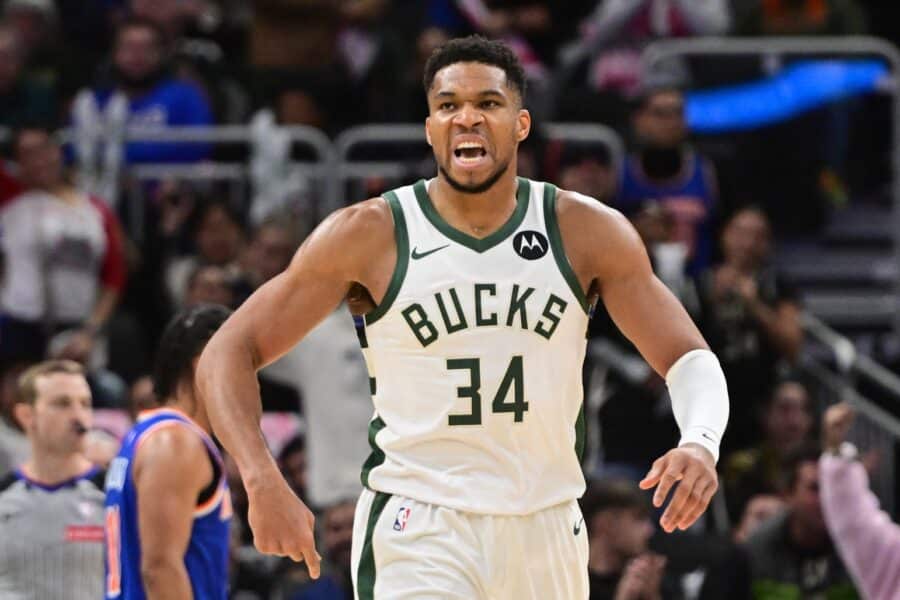 Giannis Antetokounmpo among 3 stars that could shape this season's trade market, says Shams Charania 2 Oct 28, 2025; Milwaukee, Wisconsin, USA; Milwaukee Bucks forward Giannis Antetokounmpo (34) reacts after scoring a basket in the 3rd quarter against the New York Knicks at Fiserv Forum. Mandatory Credit: Benny Sieu-Imagn Images