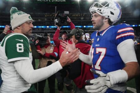 Fans are on the same page after hearing what Aaron Rodgers said about Josh Allen before Steelers-Bills Aaron Rodgers, Josh Allen, New York Jets, Buffalo Bills