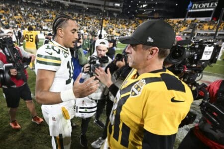 Green Bay Packers could see free agent WR reunite with Aaron Rodgers on Pittsburgh Steelers in 2026 Green Bay Packers, Brett Favre, Jordan Love, Aaron Rodgers, Pittsburgh Steelers, Romeo Doubs