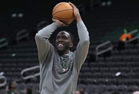 Bucks forward Taurean Prince out indefinitely with neck injury Apr 8, 2025; Milwaukee, Wisconsin, USA; Milwaukee Bucks forward Taurean Prince (12) puts up a shot during pregame warmups before a game against the Minnesota Timberwolves at Fiserv Forum. Mandatory Credit: Michael McLoone-Imagn Images