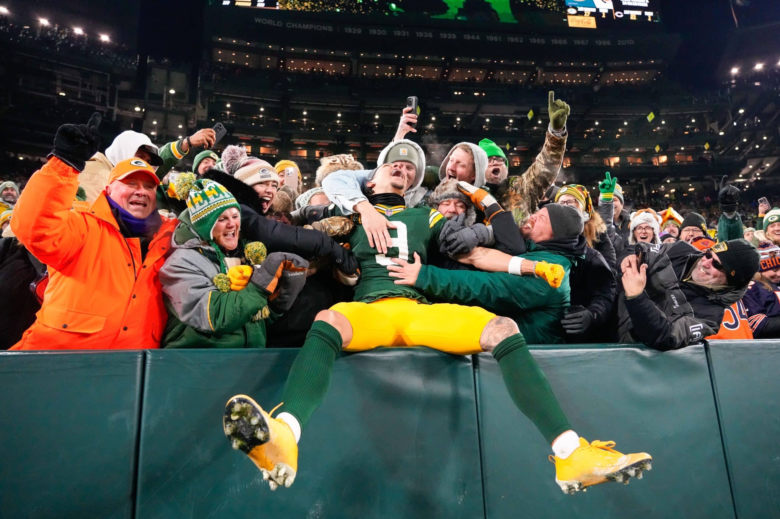 Packers fans savagely trolls Bears as GM Brian Gutekunst joins team to celebrate 3 Green Bay Packers wide receiver Christian Watson (9)