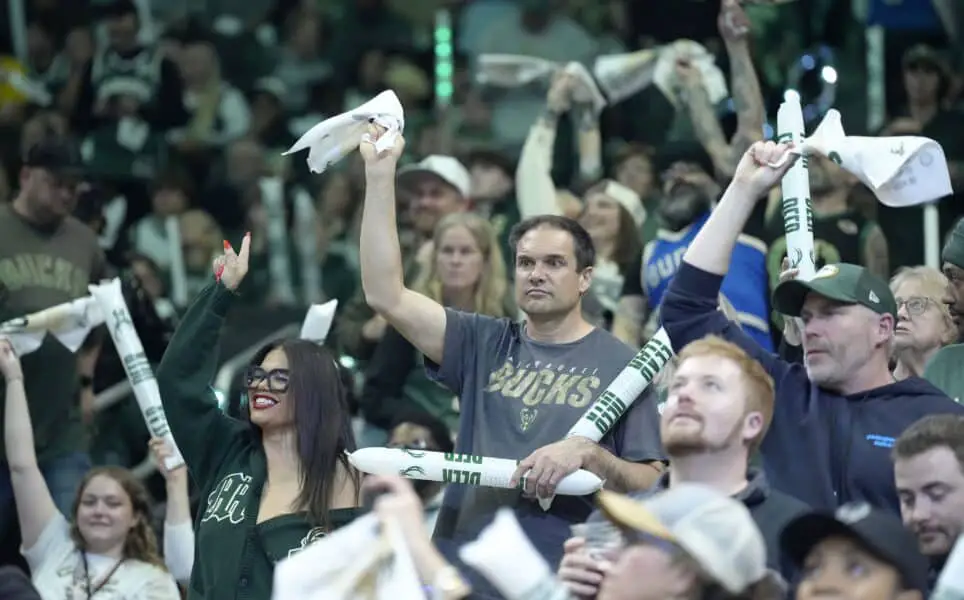 Bucks empower visually impaired fans with innovative devices 1 Apr 25, 2025; Milwaukee, Wisconsin, USA; Milwaukee Bucks fans cheer for the home team against the Indiana Pacers during game three of first round for the 2024 NBA Playoffs at Fiserv Forum. Mandatory Credit: Michael McLoone-Imagn Images