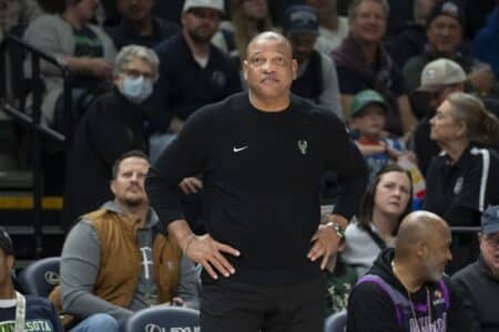 “I was frustrated down the stretch”: Doc Rivers slams team execution in narrow loss to the Nuggets Dec 21, 2025; Minneapolis, Minnesota, USA; Milwaukee Bucks head coach Doc Rivers looks on against the Minnesota Timberwolves in the first half at Target Center. Mandatory Credit: Jesse Johnson-Imagn Images