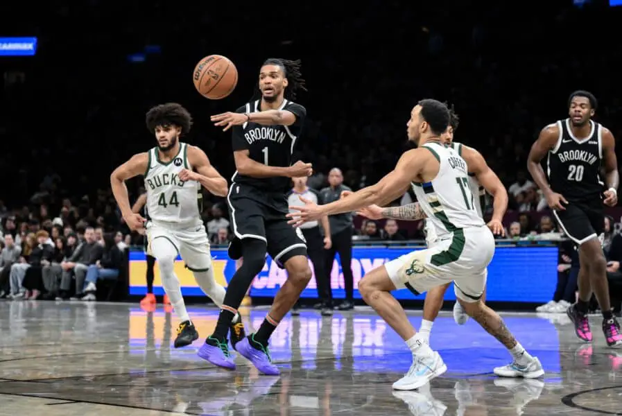 "It’s 45 points to a team trying to lose": Kyle Kuzma takes subtle shot at Nets after Bucks' embarrassing loss 2 Dec 14, 2025; Brooklyn, New York, USA; Brooklyn Nets forward Ziaire Williams (1) passes the ball as Milwaukee Bucks guard Cole Anthony (50) defends during the second half at Barclays Center. Mandatory Credit: John Jones-Imagn Images