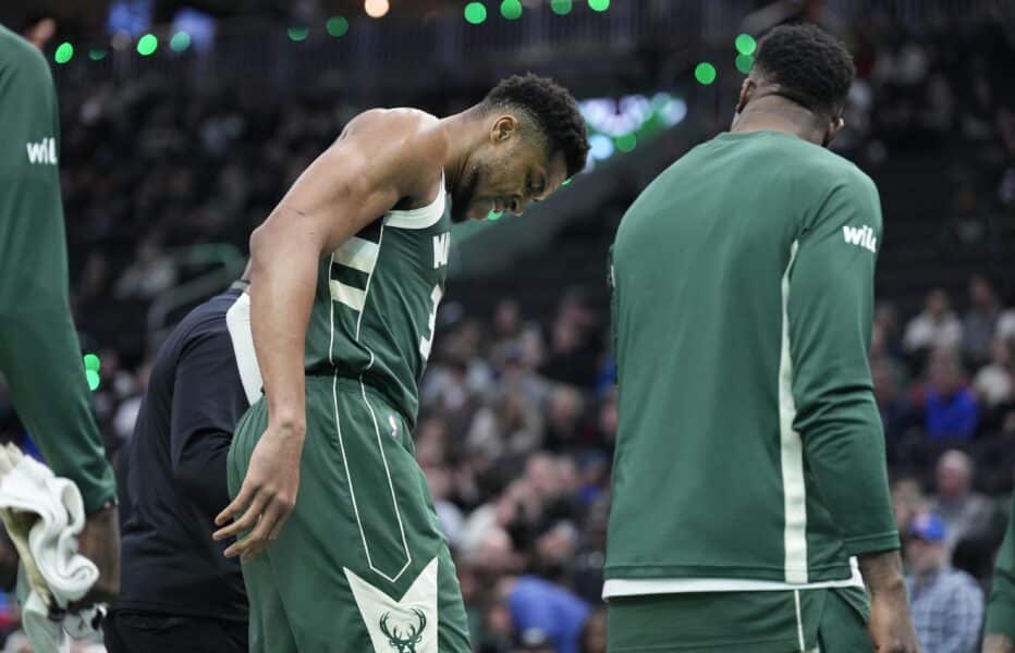 Giannis Antetokounmpo sidelined again for the Bucks, threatening All-NBA Streak and MVP eligibility 1 Dec 3, 2025; Milwaukee, Wisconsin, USA; Milwaukee Bucks forward Giannis Antetokounmpo (34) grimaces as he limps off the court after going down with an injury in the first half against the Detroit Pistons at Fiserv Forum. Mandatory Credit: Michael McLoone-Imagn Images