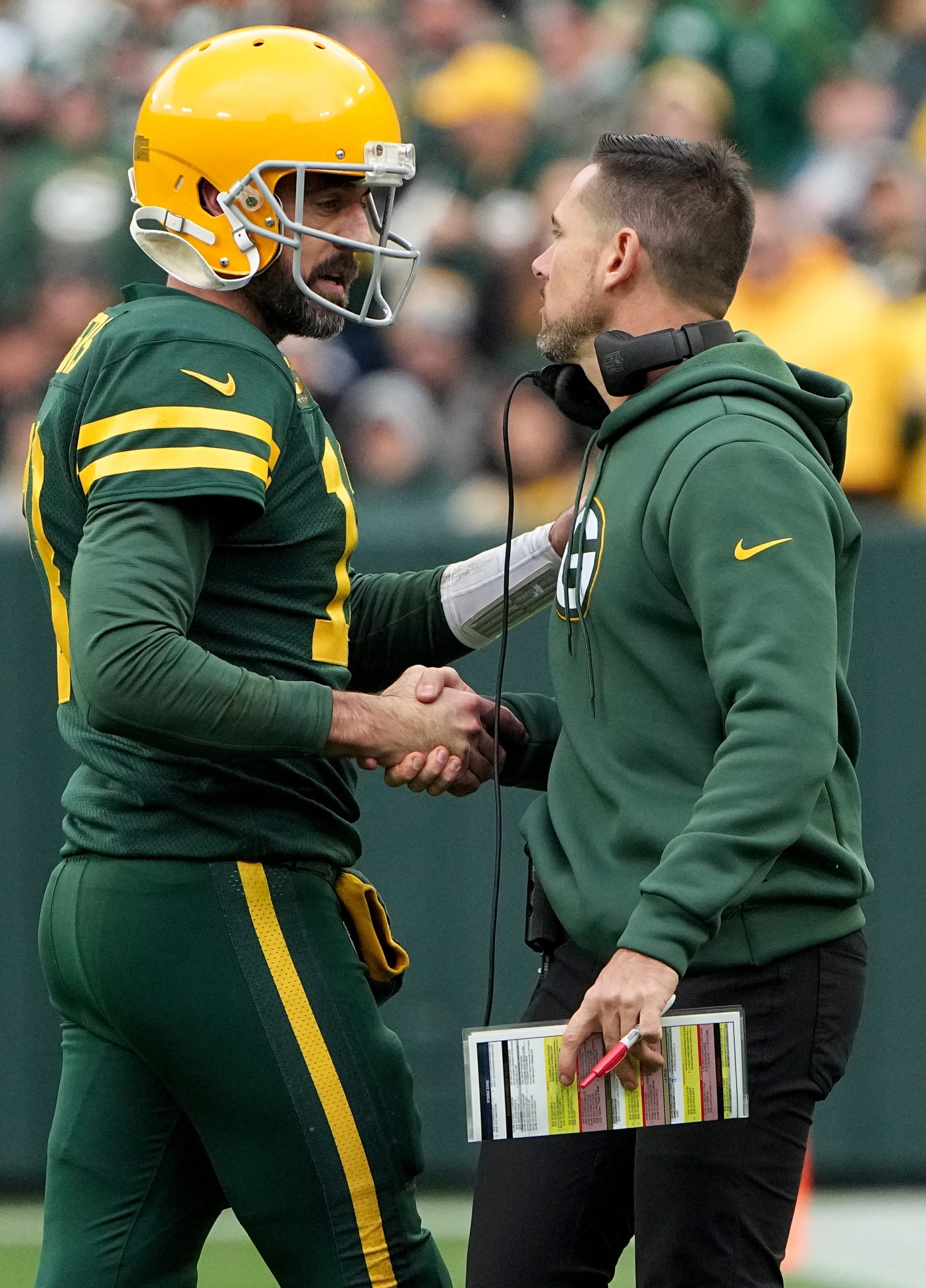 Green Bay Packers: Matt LaFleur responds to Aaron Rodgers defending him to media following loss in NFL Playoffs 1 USATSI 19254961 168400517 lowres